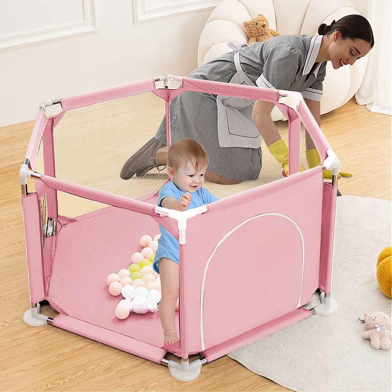  Corralito plegable para bebés y niños pequeños, corralito de  juegos para bebés con puerta con cremallera, centro de patios de juegos  para bebés, cerca de 79 x 59 pulgadas (color gris) 