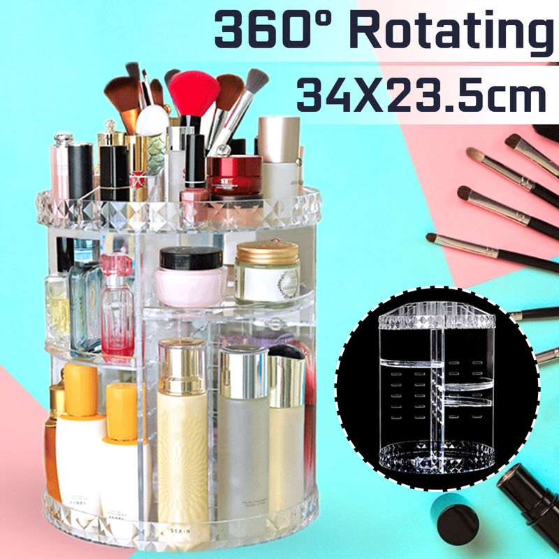 negro Caja de almacenaje rotatoria en 360° Estante giratorio para productos de belleza para el baño o el tocador mDesign Organizador de maquillaje con plato giratorio 