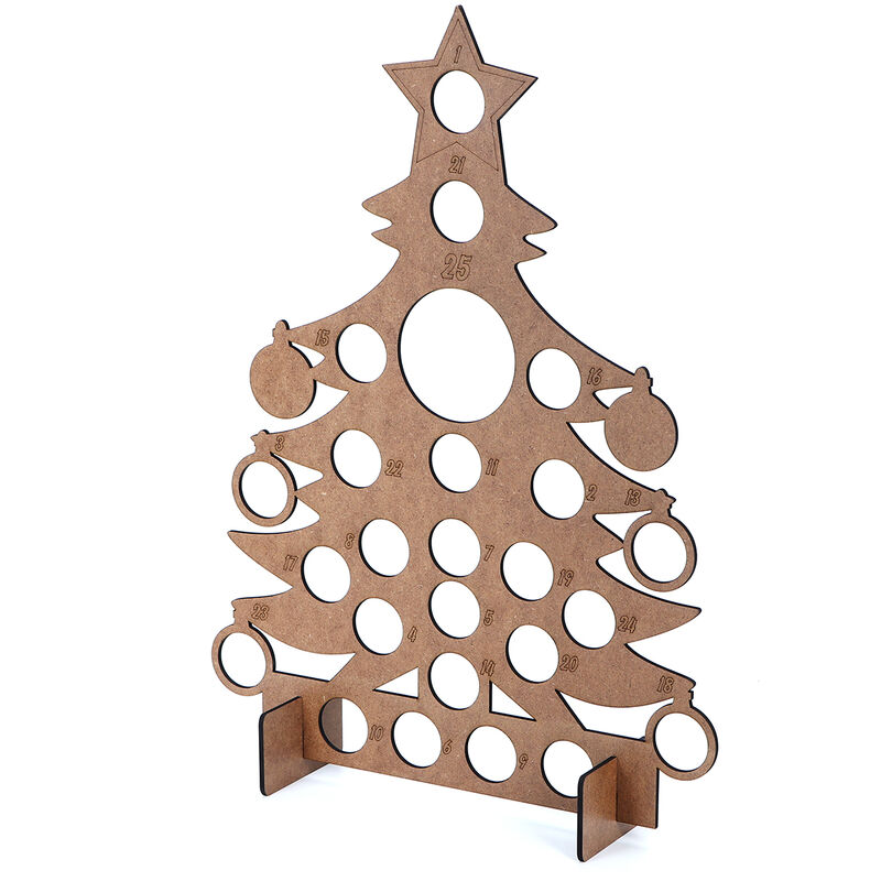 Calendario de Adviento de Madera Árbol de Navidad para 24 Soporte Redondo de Chocolate Decoración 40x30cm LAVADO