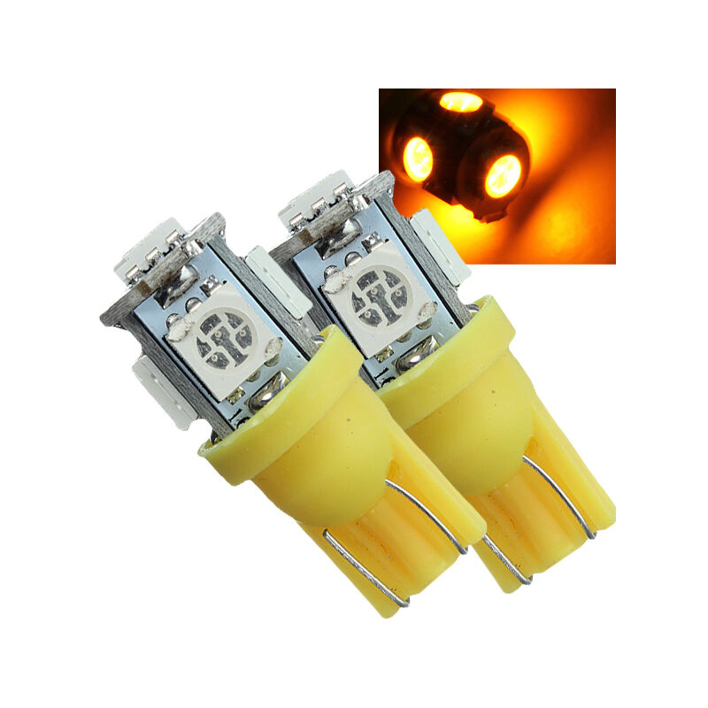 10x W5W T10 194168 5 Bombilla LED Lámpara interior del coche Luces intermitentes 5050 SMD Ámbar Amarillo 12V