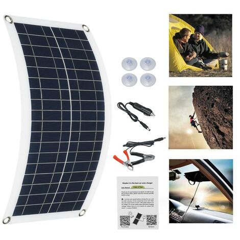 Panel solar de cargador solar flexible policristalino USB dual de 12V 30W  con clip de carga