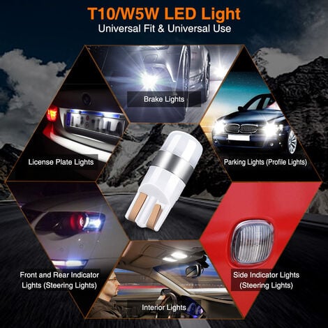 Uds luces interiores de coche luz LED Interior T10 bombilla LED