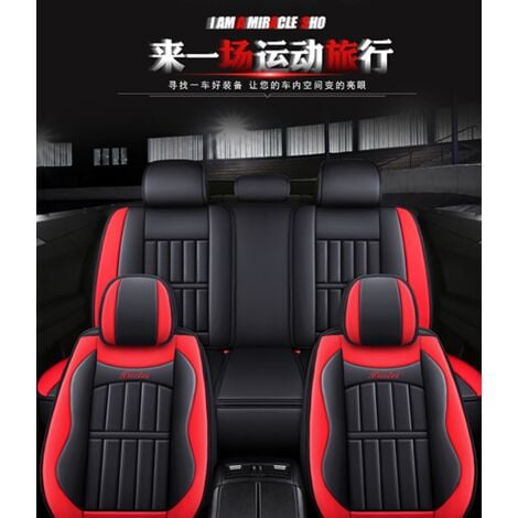 2 x LUX Cubre Asientos para coches Universal Negro Rojo Cueros