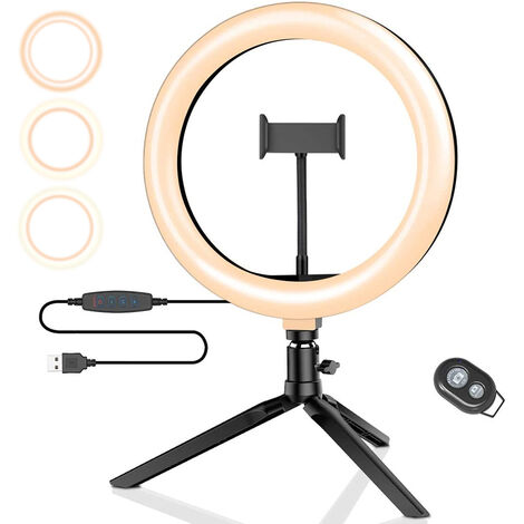 Aro De Luz LED Para Fotografia Maquillaje Para Celular Con Tripode Y  Soporte 8In