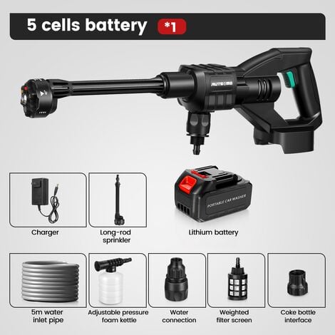 Pistola de presión Hidrolimpiadora a batería 60 bar 21V 300W 2 baterías  20000 mAh