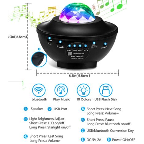 Proyector de estrellas con Bluetooth, altavoz de música, control de voz,  temporizador, funciona con Alexa y Google Assistant, proyector de luz