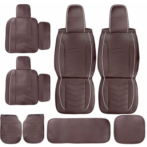 ¡Actualiza tu coche con esta funda de asiento de cuero de 5 plazas -  ¡Protección universal para todas las estaciones!