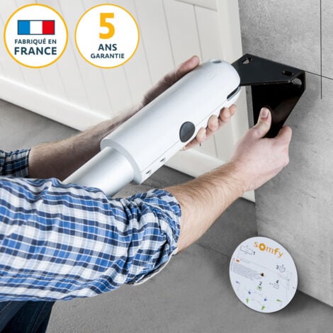 SOMFY 1241522 - Motorisation de portail battant à vérin SGS Essential RTS - Livrée avec 2 télécommandes Keypop, feu orange, photocellules et batterie de secours - Compatible app TaHoma