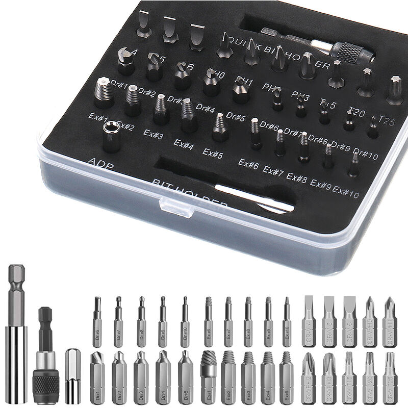 33x Estrattore di vite danneggiato Remover rapido viti Bolt Stud HSS Set di  punte da trapano