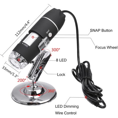 Microscopio usb professionale 1600X ingrandimento foto video pc notebook