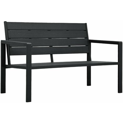 Banc de jardin 120 cm PEHD Noir Aspect de bois