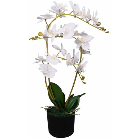 Artificielle Plante Orchidée Blanc Plante Pot 45 cm Fausse Soie fleur artificielle