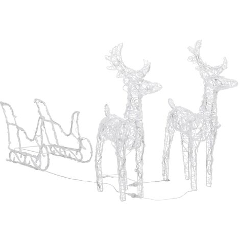 Decoration De Noel Rennes Et Tra Neau 160 Led 130 Cm Acrylique