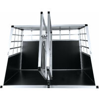 Cage pour chien 97*91*69.5cm grande cage à double porte transport d'animaux cage en Aluminium dans la voiture - Noir
