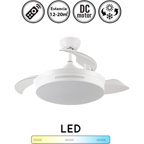 Ventilador dc 72w micenas blanco 3 aspas transp. 108d 6 veloc. 7200lm 3 colores  c/remoto, reg.intensidad, memoria y temporiz.25