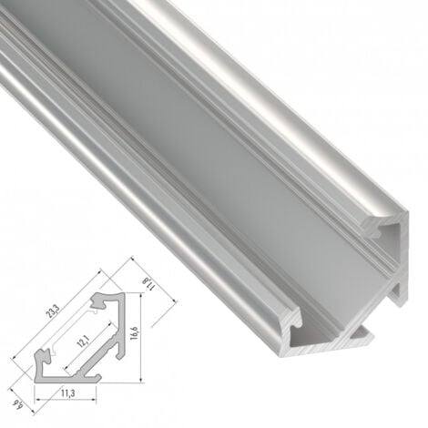 Canaleta Recta Aluminio Para Cinta De Led 2m Con 4 Tapas Incluidas  1,4x1,8x200 Cm