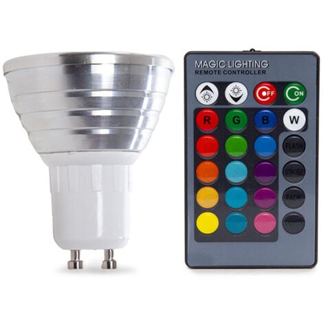 Bombilla LED RGB regulable GU10/4,8W/230V 3000K + mando a