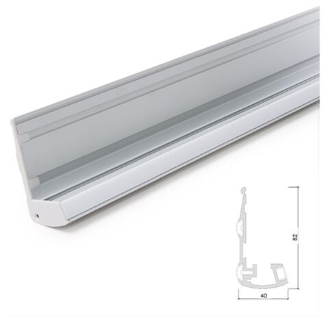 Perfíl Iluminación Escaleras - Gomas Antideslizantes - Difusor Opal x 1M