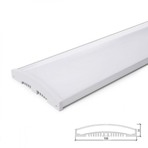 Perfíl/Luminaria Aluminio 10 X Tira LED - Difusor Opal x 1M