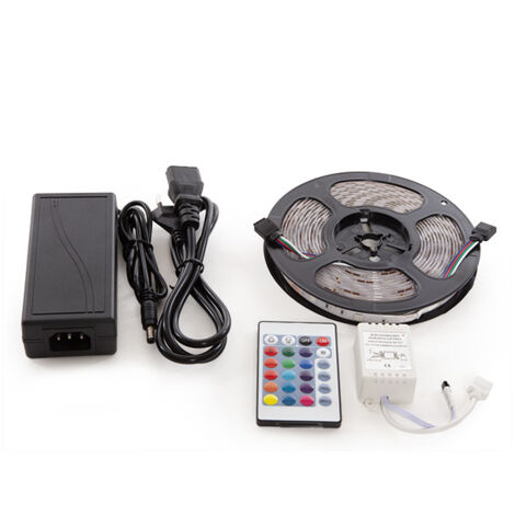 Kit tira led RGB 5m transformador y mando