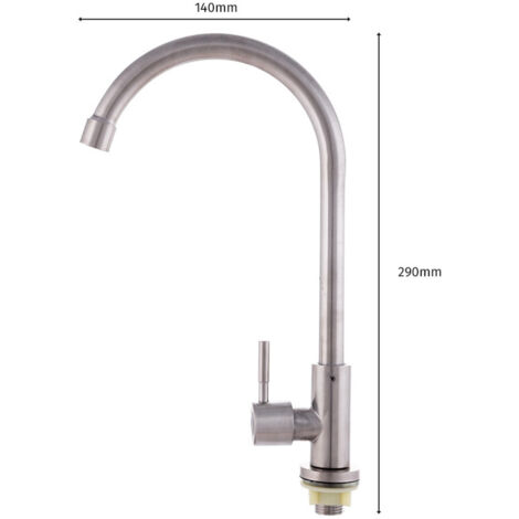 Grifo Cocina Latón/Zinc, Cromado, Agua Fría, Caño Alto, Monomando [QLI-FA1033]