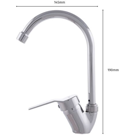 Grifo Cocina Latón/Zinc, Cromado, Agua Caliente-Fría, Latiguillos, Caño Alto, Monomando [QLI-FA-8704]