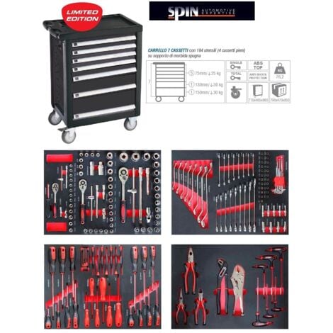 Cassettiera Stretta Per Attrezzi Draper - 6 Cassetti Con Cuscinetti, Chiusura A Chiave, Per Garage - Foto 3