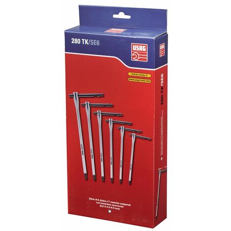 Kit di 6 chiavi a T esagonali con traversino scorrevole – Acciaio al cromo vanadio – Estremità brunite per accoppiamento perfetto – 280 TK/2,5-3-4-5-6-8 mm – Usag (1/5)