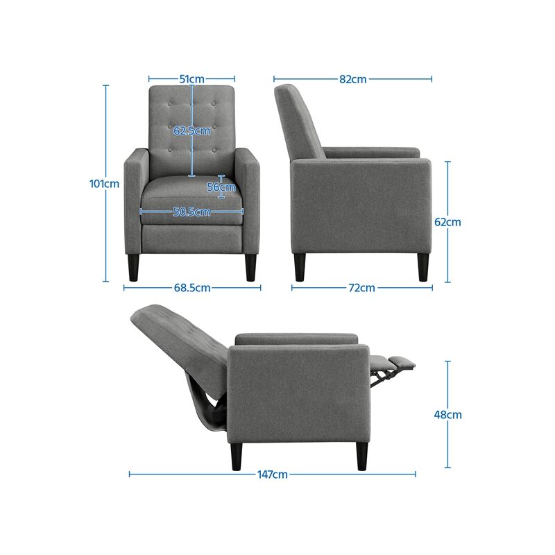 Fauteuil Relax Yaheetech Similicuir - Fonction Allongement 160° - Rembourré - Pour Salon/Chambre - 120kg Max