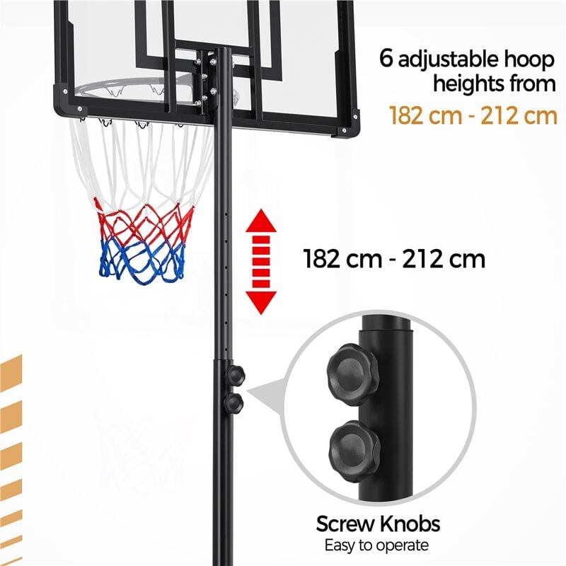 Yaheetech Panier de Basket Portable Réglable en Hauteur Panier de Basket  Extérieur/Intérieur pour Moins de 10 Ans