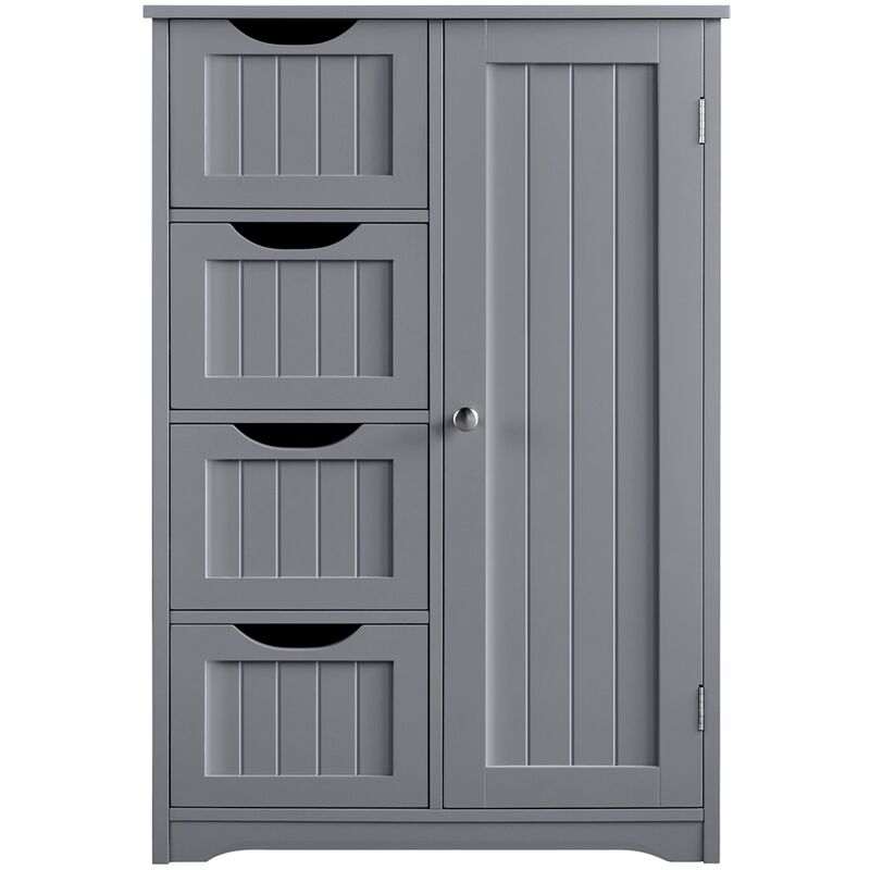 Yaheetech Meuble Rangement, Armoire avec 4 Tiroirs/1 Porte/Etagère Réglable  pour Salle de Bain/Salon/Cuisine/Chambre/Toilette 66 × 35 × 90 cm/Blanc :  : Cuisine et Maison