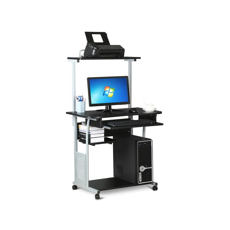 Bureau Informatique avec Tiroir et Support PC, 102 x 50 x 82 cm (Noir)