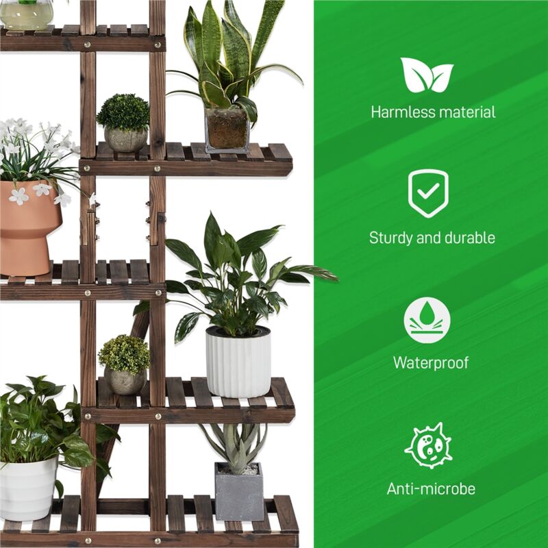 Étagère à Fleurs En Bois Massif Yaheetech 6 Niveaux - 75x26x140 Cm, Pour Balcon Et Jardin