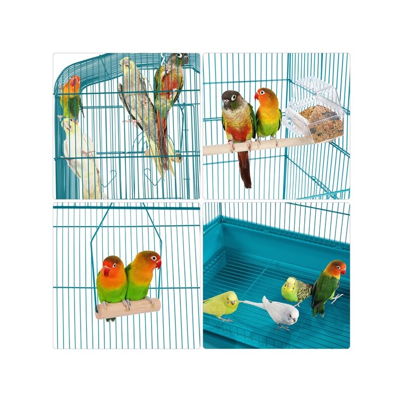 Yaheetech Cage Oiseau sur Pied Voliere Oiseaux Interieur Decorative 46 x 35  x 162,5 cm Toit Ouvert pour Perruche Calopsitte Canari avec Support  Détachable : : Animalerie