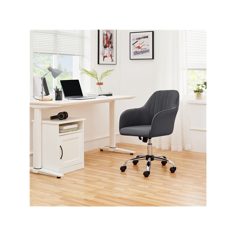 Yaheetech Chaise de bureau Chaise d'ordinateur rotative à 360° en velours  avec hauteur d'assise réglable pour la maison/le bureau Gris Gris