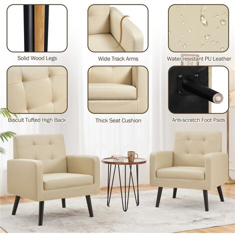 Fauteuil D'appoint En Tissu Yaheetech - Jaune, Bleu Marine, Gris Foncé, Classique, Avec Coussins