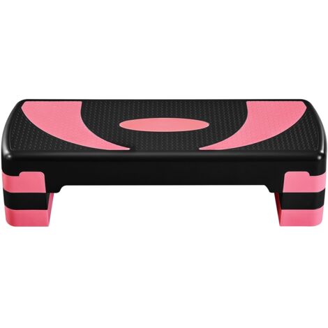 Yaheetech – Step d'aérobic ajustable 10,5/15/20 cm – Charge maximale 250 kg – Surface antidérapante – Pour salle de gym ou maison – Rose