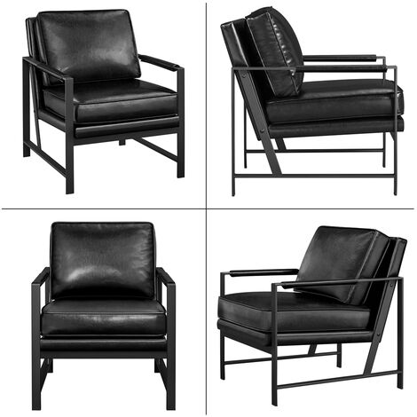 Yaheetech Fauteuil Salle à Manger Similicuir Marron - Chaise Capitonnée Ergonomique Pieds Métal Moderne