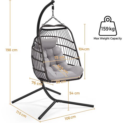 Fauteuil Suspendu XXL AMANKA Pour 2 Personnes - Rose Avec Cadre Noir - Neuf
