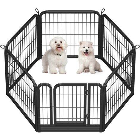 Yaheetech Parc pour Chien en 6 Panneaux Enclos pour Chien en Métal avec Porte Parc pour Animaux de Compagnie 60 cm de Haut Noir