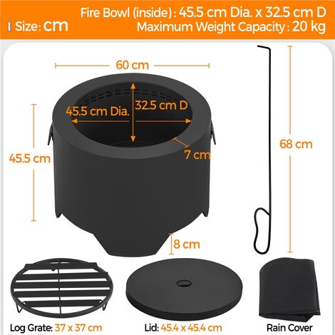 OutVue Foyer Sans Fumée En Acier Inoxydable De 55,9 Cm, Portable, Sans