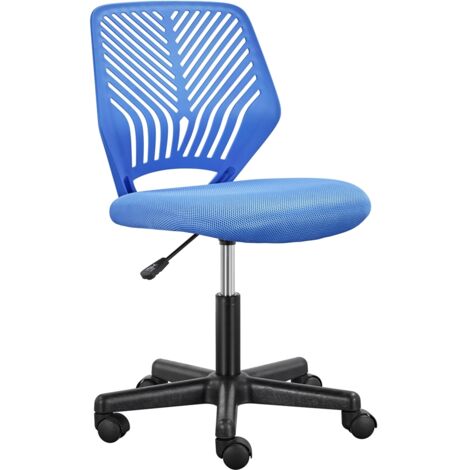 Yaheetech – Chaise de bureau ergonomique pivotante – Dossier en S pour soutien lombaire – Hauteur réglable 43-56 cm – Charge max 136 kg – Bleu