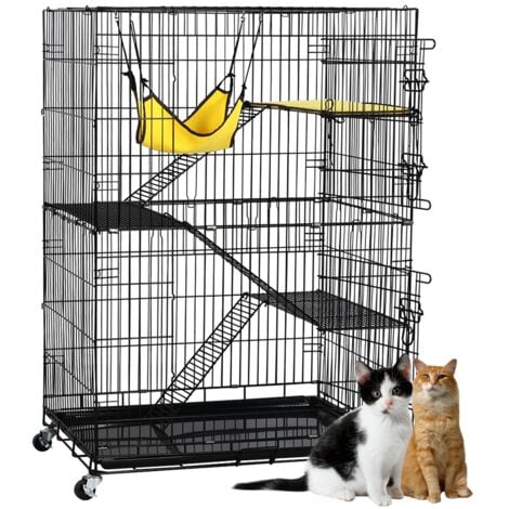 Yaheetech Cage pour Petits Animaux à roulettes Cage pour chat Cage pour Furets/écureuils/Chinchillas/Rat domestique avec 2 portes