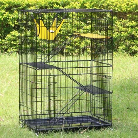 Yaheetech Cage pour Petits Animaux à roulettes Cage pour chat Cage pour Furets/écureuils/Chinchillas/Rat domestique avec 2 portes