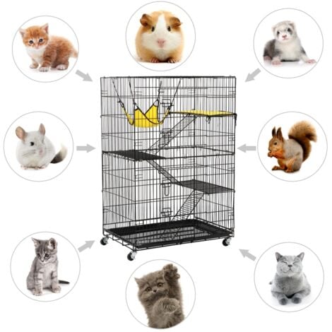 Yaheetech Cage pour Petits Animaux à roulettes Cage pour chat Cage pour Furets/écureuils/Chinchillas/Rat domestique avec 2 portes