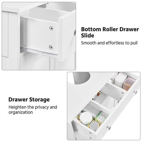 Yaheetech Meuble sous Lavabo Salle de Bain Armoire de Rangement pour Vasque avec Tiroir et 2 Portes en MDF Anti-humidité Meuble de Rangement 60 × 30 × 60 cm Blanc