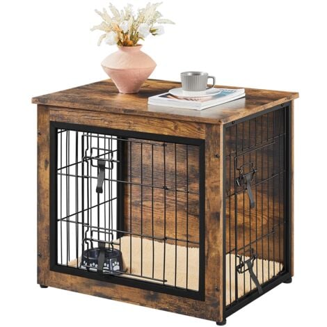 Yaheetech Cage pour Chien Intérieur Cage pour Animaux Maison pour Chien Niche en bois pour Animaux de Compagnie 69×51×61 cm Brun