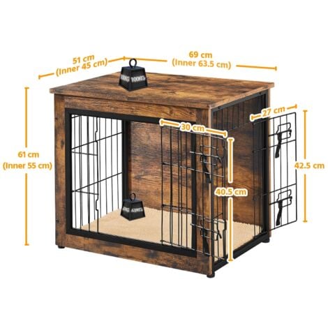 Yaheetech Cage pour Chien Intérieur Cage pour Animaux Maison pour Chien Niche en bois pour Animaux de Compagnie 69×51×61 cm Brun