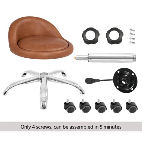 Tabouret De Bar Pivotant Réglable En Hauteur - Coussin Similicuir, Roulettes, Sans Accoudoirs - Bureau/ Maison