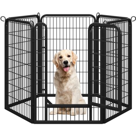 Yaheetech – Parc pour chien 6 panneaux 100 cm – Métal galvanisé antirouille – Installation flexible en différentes formes – Sécurisé avec loquet automatique